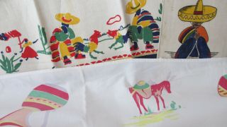 Total Of Three (3) Vintage Mexican/mexicana Kitchen Towels & Remnant Crafts??