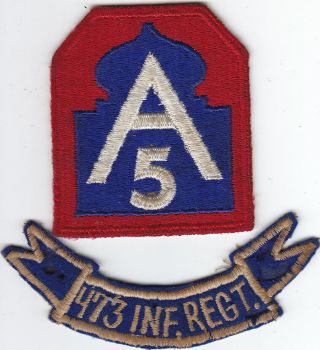 Wwii Us Army 473rd Infantry Regiment Patch - Wool,  Italian - Made