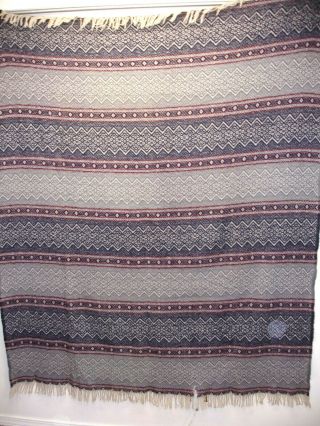 Vintage Amana Woolen Mills Blanket Or Throw,  60 X 70 Inches,  Fringed