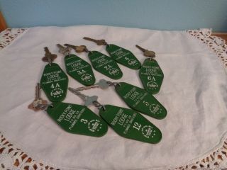 8 Vintage Motel Room Key Fob Rocky Point Lodge Plummer Idaho Different Rooms