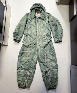 Vtg 50s Usaaf Army Air Force Cwu - 1/ P Flight Suit Coveralls Sz L Black Label