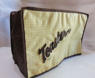 Vintage Plaid Toaster Cover Quilted Brown Plaid Lined Kitchen Decor Cover Retro