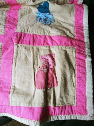 Sunbonnet Sue Handmade Quilt Blanket Girl Bonnet Patchwork Twin Size 2
