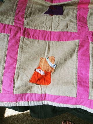 Sunbonnet Sue Handmade Quilt Blanket Girl Bonnet Patchwork Twin Size 3