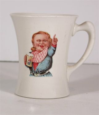 1890s Hires Root Beer Porcelain China Mug By Cauldon Ware - Ugly Boy Beer Mug