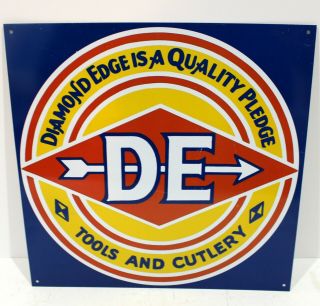 Vintage Diamond Edge Tools & Cutlery Metal Sign Hardware Gas Station Advertising