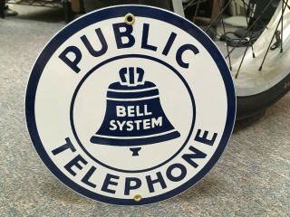 Classic Public Telephone - Bell System 18 Gauge Steel Porcelain Sign