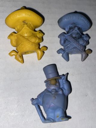 Three Vintage 1968 Frito Bandito Wc Fields Eraser Pencil Toppers