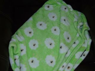 Silver One Baby Blanket - Lime Green With White Lily Fleece Plush Lovey Security