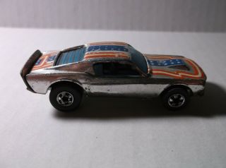 Vintage Hotwheels Chrome Mustang Stocker Red White Blue 1974 Htf Hk Mattel