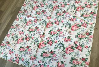 Vintage Rectangle Tablecloth,  Printed Flower & Leaf Design,  Cotton,  White,  Pink