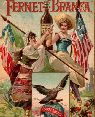 Fernet - Branca Bitters American Eagle Flag Statue Of Liberty Victorian Trade Card