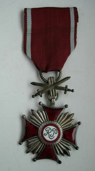 Poland Polish Wwii Silver Cross Of Merit With Swords Home Army Type