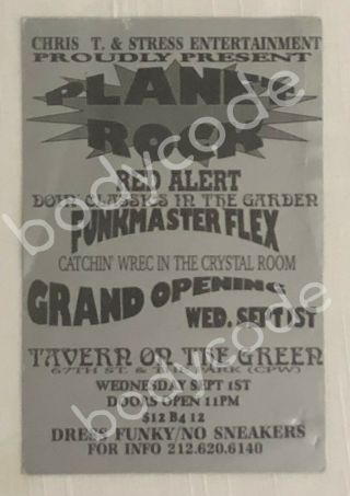 Planet Rock Funkmaster Flex Red Alert Tavern On The Green Nyc Nightclub Invite
