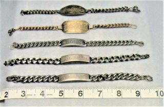 Group Of 5 U.  S.  W.  W.  Ii Era I.  D.  Bracelets
