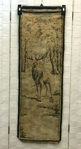 Vintage Deer Buck In Forest Velvet Tapestry 34 "