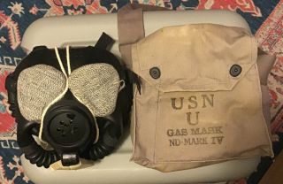Vtg Us Navy Usn U Nd Mark Iv Gas Mask Mine Safety Appliance Co Wwii 2 1940s 50s