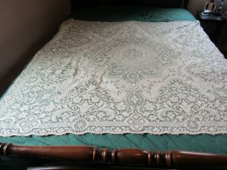 Vintage Quaker Lace With Tags Classic Pattern Tablecloth 51 X 55