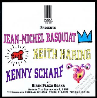 1998 Jean - Michel Basquiat Keith Haring Kenny Scharf Osaka Gallery Show Print Ad