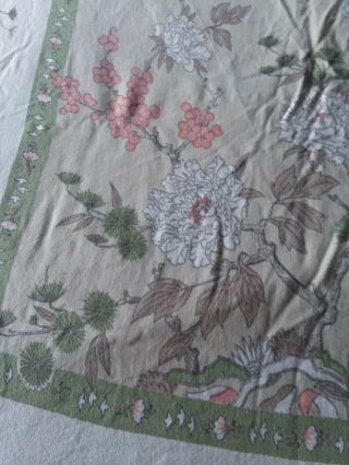 Vtg Fieldcrest Japanese Oriental Asian Look Twin Blanket Bedspread Fringe USA 2