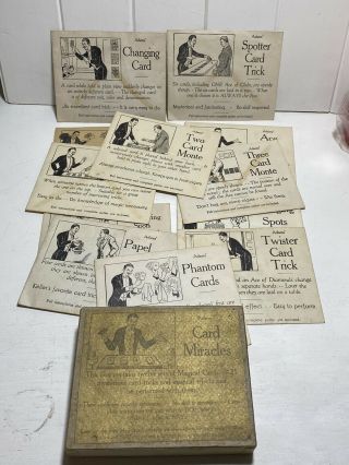Set Of 12 Adams Magical Card Tricks Vintage Early Version