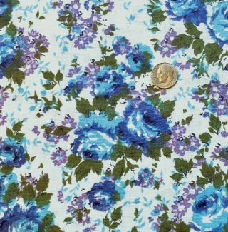 Vintage Full Feed Sack Lovely Blue& Aqua Roses W/violet Accents 45 " X 37 "
