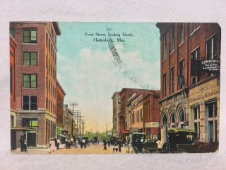 1910 Front Street Hattiesburg Mississippi Postcard Benedict Lumber Co Token