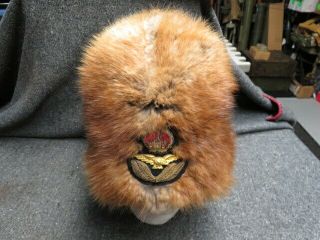Wwii Rcaf Royal Canadian Air Force Muskrat Fur Winter Hat - -