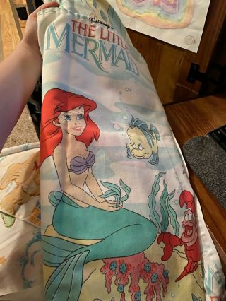 Vintage Disney Little Mermaid Twin Flat Sheet Ariel Flounder Sebastian