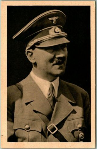 1938 Postally - Germany Postcard Portrait Of Adolf Hitler / Stamps & Cancels