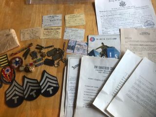 Wwii Us Army Named Grouping John Power Id’s,  Pins,  Dog Tags,  Certificates