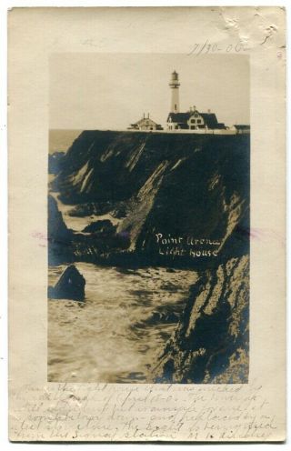 Rppc Point Arena Lighthouse 1906 Mendocino County California Real Photo Z7