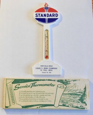 Vintage Standard Oil Co.  Pole Sign Thermometer In Sleeve St.  Paul Mn