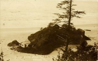 Homes On The Rocks,  Long Beach,  Washington,  Rppc,  Vintage Postcard