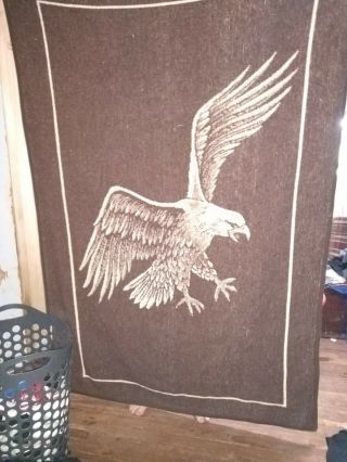 Vintage Biederlack/san Marcos Type Eagle Blanket Reversible Brown/tan