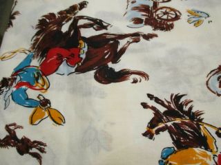 Vintage sewing cotton material fabric Western Wagon Train Horse Cowboy 2.  5 yards 3