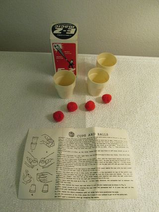 Vintage E - Z Magic Cups & Balls Includes Instructions & Box Magic Tricks