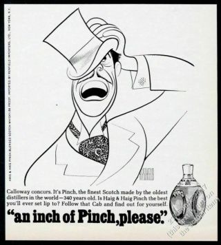 1968 Cab Calloway Portrait By Al Hirschfeld Pinch Scotch Whisky Vintage Print Ad