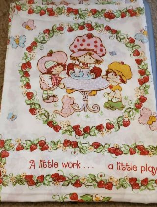 Vintage Strawberry Shortcake Print Cotton Blend Twin Fitted Sheet 1980 Jc Penney