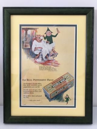 Wrigley’s Doublemint Chewing Gum Advertisement 1918 Professionally Framed Green