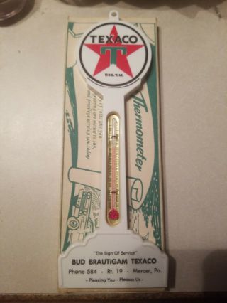 Vintage Nos Texaco Pole Thermometer Bud Brautigam Gas Station Sign Box