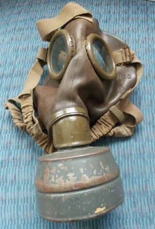 Us Wwii German Soldier Goggles Gas Mask A1b 112 & Canister,  Lenses Battleworn