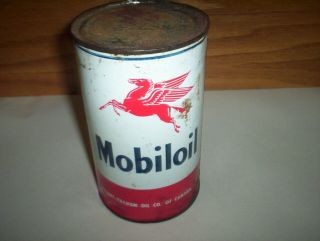 Vintage Mobiloil Mobil Socony - Vacuum Motor Oil Can Tin 1 Imperial Quart Canada