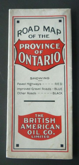 1931 Ontario Road Map British American Ba Oil Gas Canada