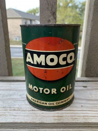 Vintage Amoco Quart Oil Can Empty Metal