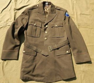 WWII U.  S.  Army Officer’s Service Coat,  O.  D.  Elastique,  29th INF. ,  Named,  SZ 42 2
