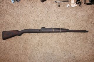 Ww2 Ww1 German K98 Mauser Rifle Wood Stock W/ Butt Plate,  Bayonet Lug And More