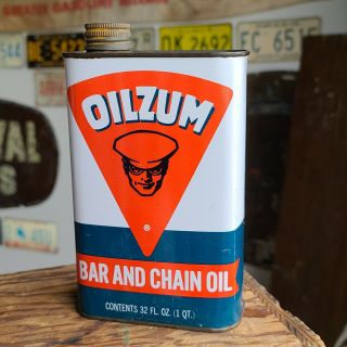 Vintage Oilzum Bar Chain Motor Oil Can Qt Quart Metal Tin Empty