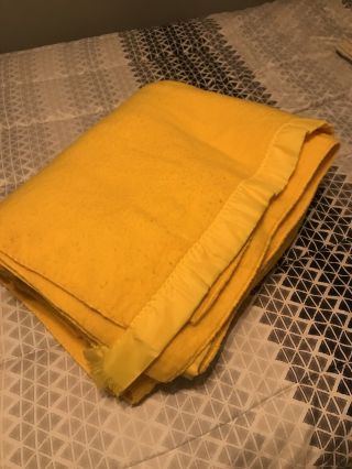Vintage Yellow Thermal Blanket Electric Heated Satin Trim 65 " X 90”no Cord