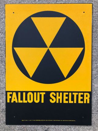 Vintage U.  S.  Civil Defense Fallout Shelter Sign - Old Stock (nos)